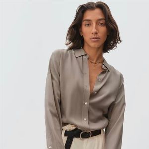 Everlane The clean Silk Relaxed Shirt Size 16 Burnt Sugar